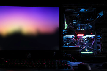 liquid cooling high-end desktop pc for mining gaming rendering © filiz