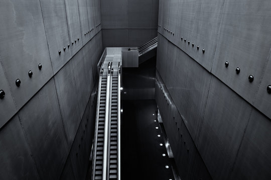 Empty escalators