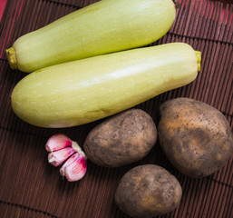 Squash, potatoes and garlic