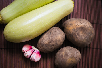 Squash, potatoes and garlic