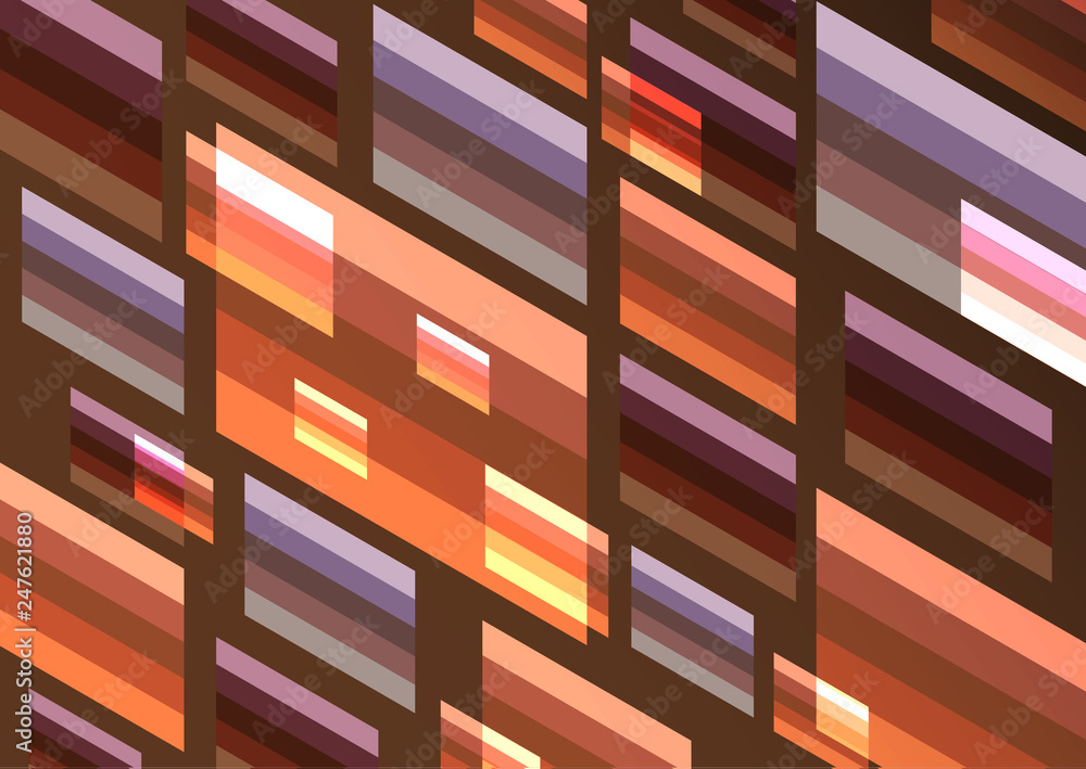 Poster bright modern isometric abstract composition of rectangles and stripes. perfect background for your 