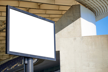 Stadium Billboard with Blank White Isolated Clipping Path