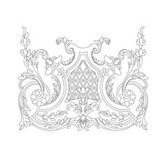 Black vintage baroque ornament, corner. Retro pattern antique style acanthus.