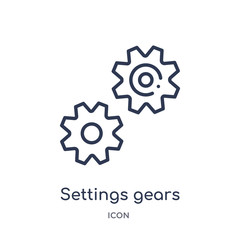 settings gears icon from tools and utensils outline collection. Thin line settings gears icon isolated on white background.