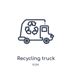 recycling truck icon from transport outline collection. Thin line recycling truck icon isolated on white background.