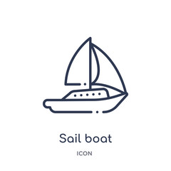 sail boat icon from transport outline collection. Thin line sail boat icon isolated on white background.