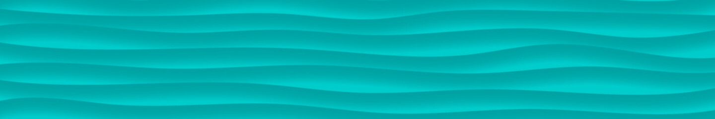 Abstract horizontal banner of wavy lines with shadows in light blue colors