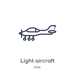 light aircraft icon from transport outline collection. Thin line light aircraft icon isolated on white background.