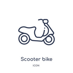 scooter bike icon from transport outline collection. Thin line scooter bike icon isolated on white background.