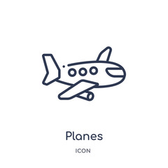 planes icon from transport outline collection. Thin line planes icon isolated on white background.