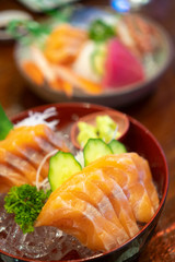 raw salmon sliced background