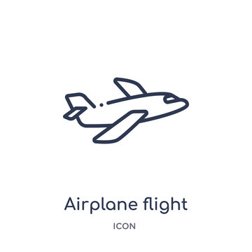 airplane flight icon from transport outline collection. Thin line airplane flight icon isolated on white background.