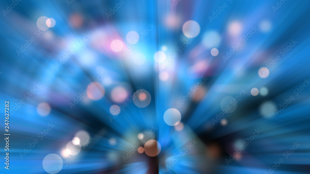 Poster bokeh effect, movement through the universe, abstract 3d rendering background, computer generated, f