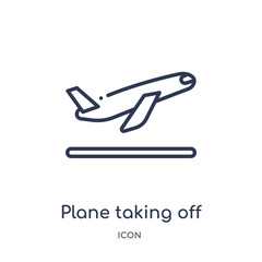 plane taking off icon from transport outline collection. Thin line plane taking off icon isolated on white background.
