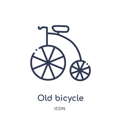 Fototapeta na wymiar old bicycle icon from transport outline collection. Thin line old bicycle icon isolated on white background.
