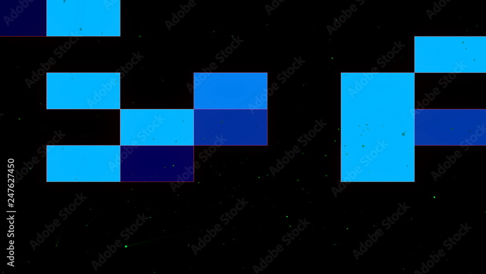 Poster cinematic rectangles with many small particles, abstract background, 3d rendering technology backdro