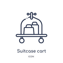 suitcase cart icon from transport outline collection. Thin line suitcase cart icon isolated on white background.