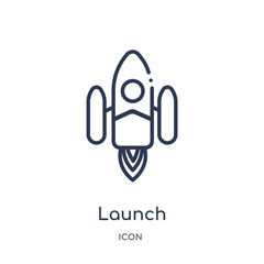launch icon from transport outline collection. Thin line launch icon isolated on white background.