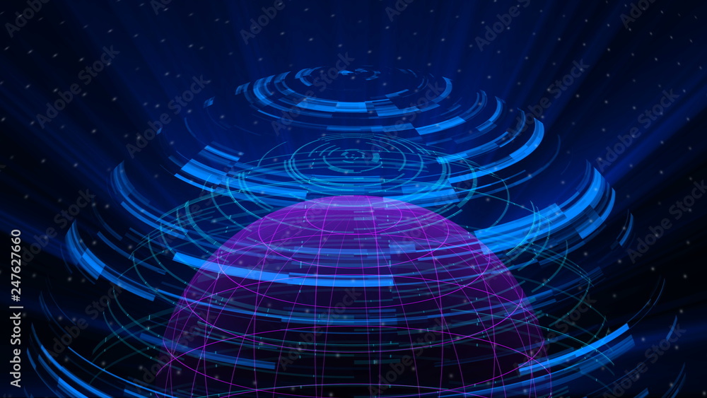 Poster glass globe distortion digital background loop, abstract 3d rendering, computer generated backdrop