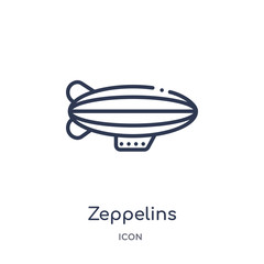 zeppelins icon from transport outline collection. Thin line zeppelins icon isolated on white background.