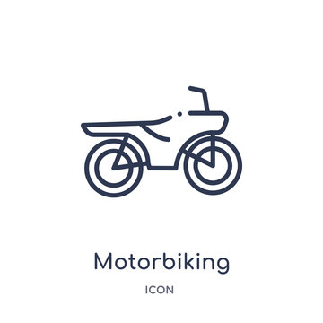 motorbiking icon from transport outline collection. Thin line motorbiking icon isolated on white background.