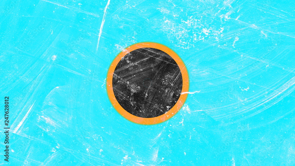 Aufkleber retro bright circles, surface with dust and scratches grunge effect, 3d rendering computer generated