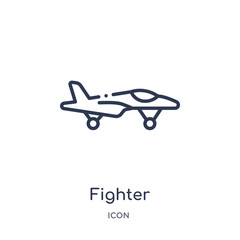 fighter icon from transport outline collection. Thin line fighter icon isolated on white background.