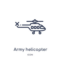 army helicopter icon from transport outline collection. Thin line army helicopter icon isolated on white background.