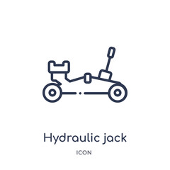 hydraulic jack icon from transportation outline collection. Thin line hydraulic jack icon isolated on white background.