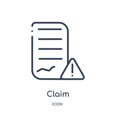 claim icon from travel outline collection. Thin line claim icon isolated on white background.