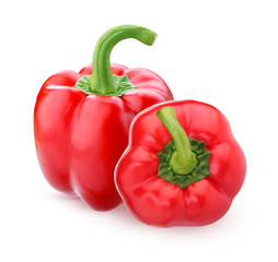 red sweet bell pepper isolated on white background.