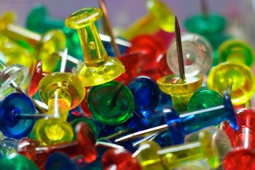 set of colorful push pins