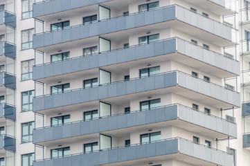 Modern apartment buildings. Facade of a modern apartment building.