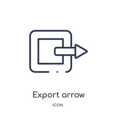 Fototapeta na wymiar export arrow icon from user interface outline collection. Thin line export arrow icon isolated on white background.