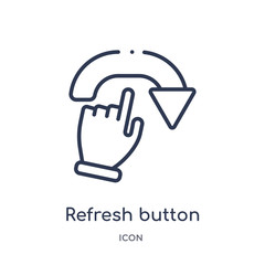 refresh button icon from user interface outline collection. Thin line refresh button icon isolated on white background.