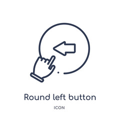 round left button icon from user interface outline collection. Thin line round left button icon isolated on white background.