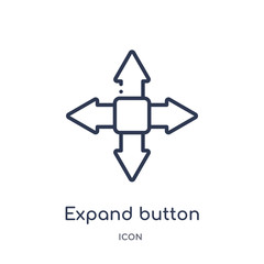 expand button icon from user interface outline collection. Thin line expand button icon isolated on white background.