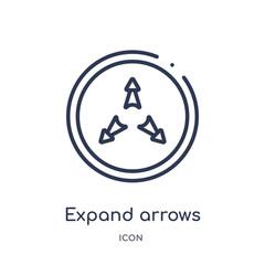 expand arrows icon from user interface outline collection. Thin line expand arrows icon isolated on white background.