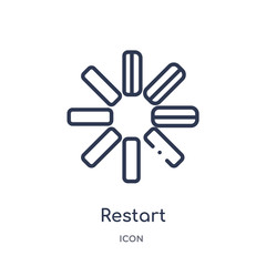 restart icon from user interface outline collection. Thin line restart icon isolated on white background.