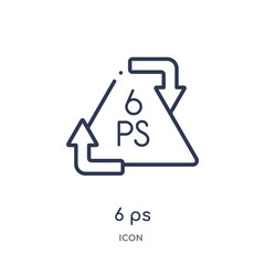 6 ps icon from user interface outline collection. Thin line 6 ps icon isolated on white background.