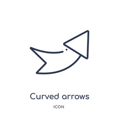 curved arrows icon from user interface outline collection. Thin line curved arrows icon isolated on white background.