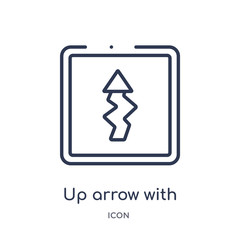 Fototapeta premium up arrow with ray tracing icon from user interface outline collection. Thin line up arrow with ray tracing icon isolated on white background.