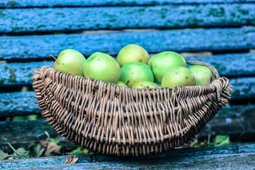 Fresh apples in a basket