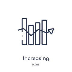 increasing icon from user interface outline collection. Thin line increasing icon isolated on white background.