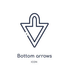 bottom arrows icon from user interface outline collection. Thin line bottom arrows icon isolated on white background.