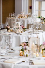 wedding tables set for fine dining