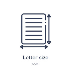 letter size icon from user interface outline collection. Thin line letter size icon isolated on white background.