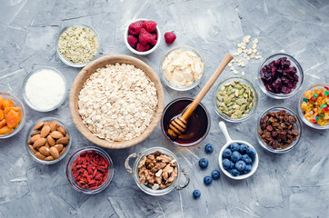 Ingredients for homemade granola