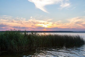 sunset over the lake