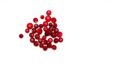 Wild berries cranberries on a white background top view